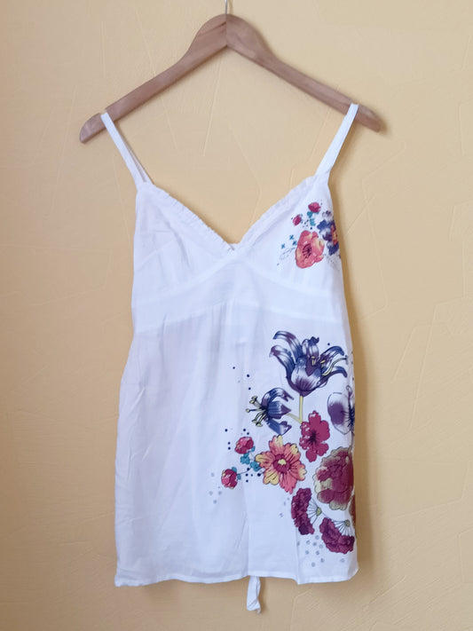 Débardeur La Redoute blanc avec impression fleurie Taille 38