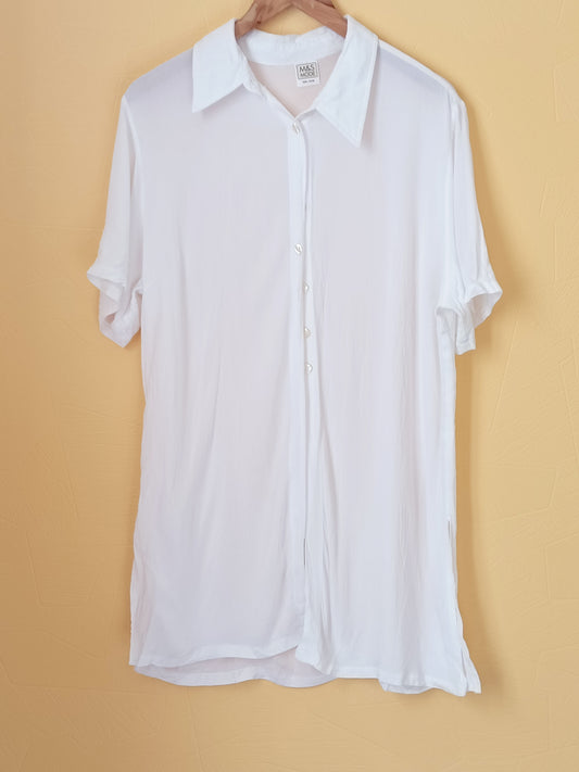 Chemise longue M&S Mode manches courtes blanche Taille 44/46