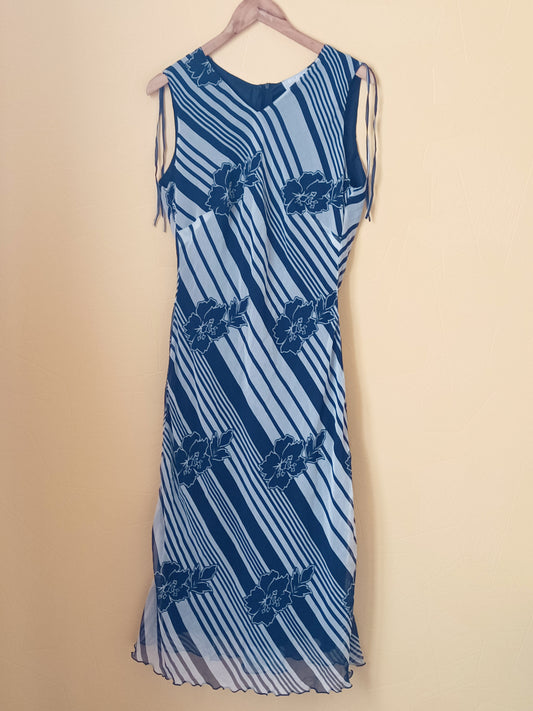 Robe longue sans manches Bleu Bonheur bleue et blanche Taille 46