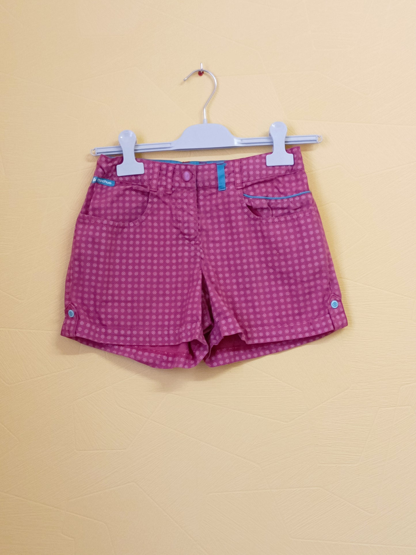 Short Quechua rose foncé à motifs Taille 12/14 Ans