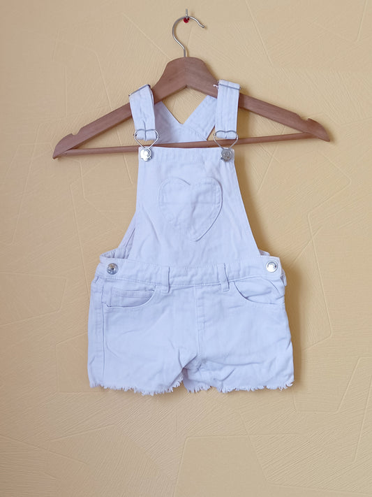 Salopette short Denim Co blanche Taille 2/3 Ans