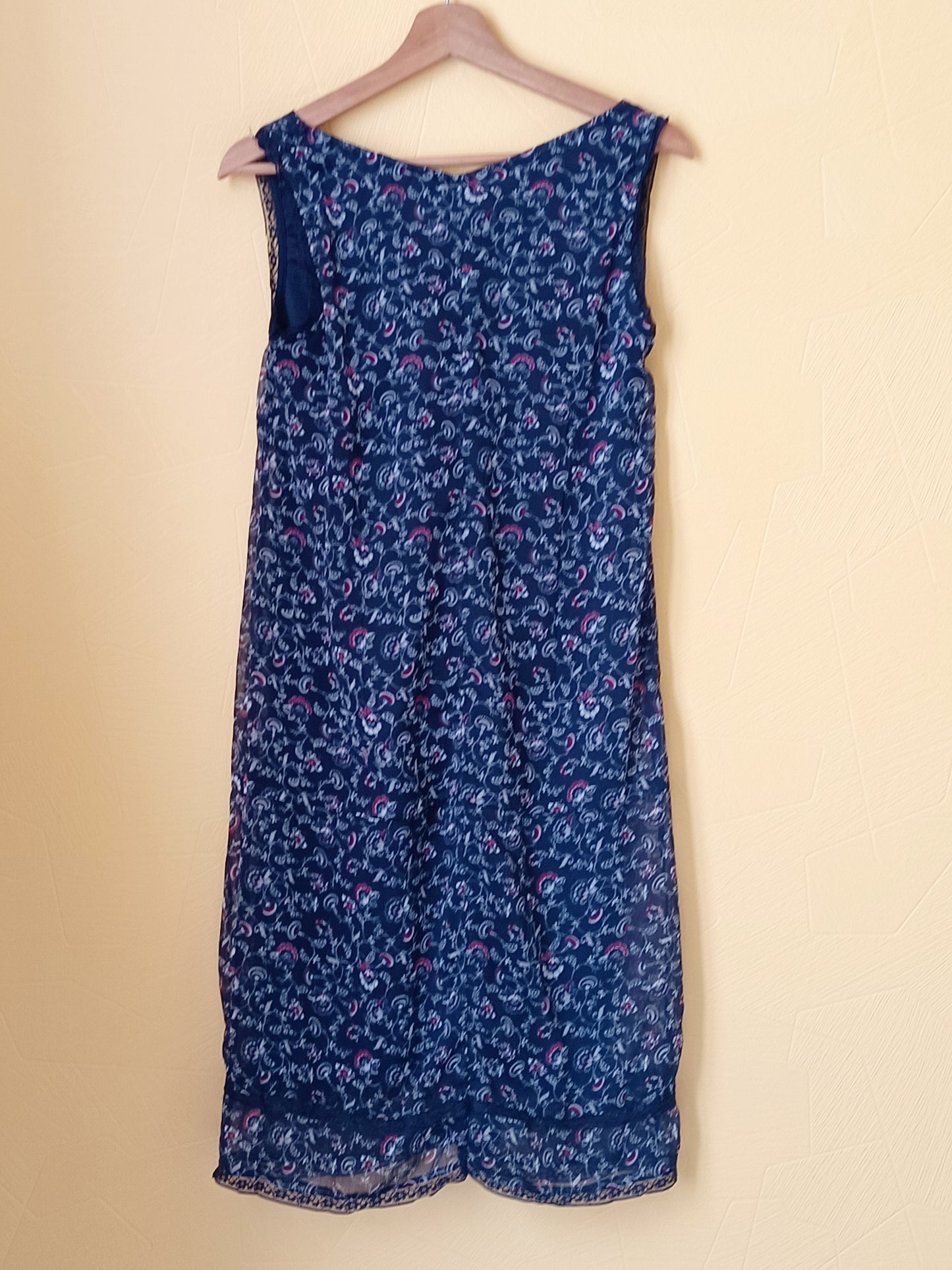 Robe sans manches bleue marine à motifs Taille 38