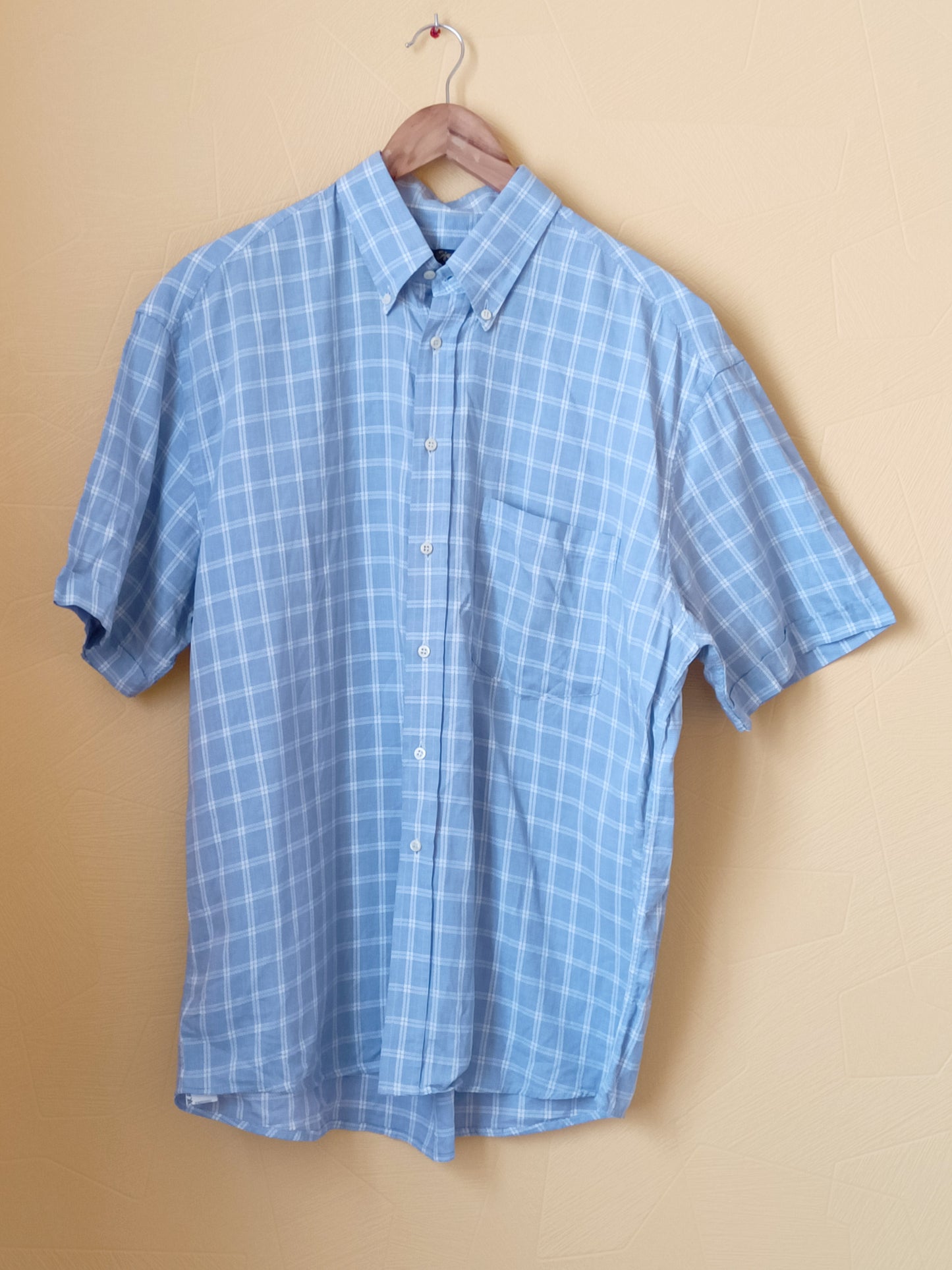 Chemise manches courtes Park Lane bleue claire à carreaux Taille 43 (XL)