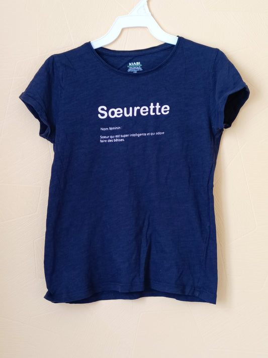 T-shirt Kiabi bleu marine avec impression Taille 10 Ans