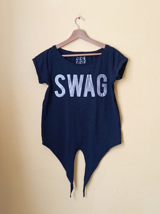 T-shirt à nouer Cache-Cache noir avec impression Taille XS