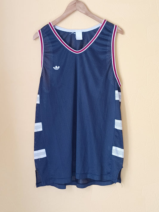 Débardeur de sport Adidas bleu marine et blanc Taille L