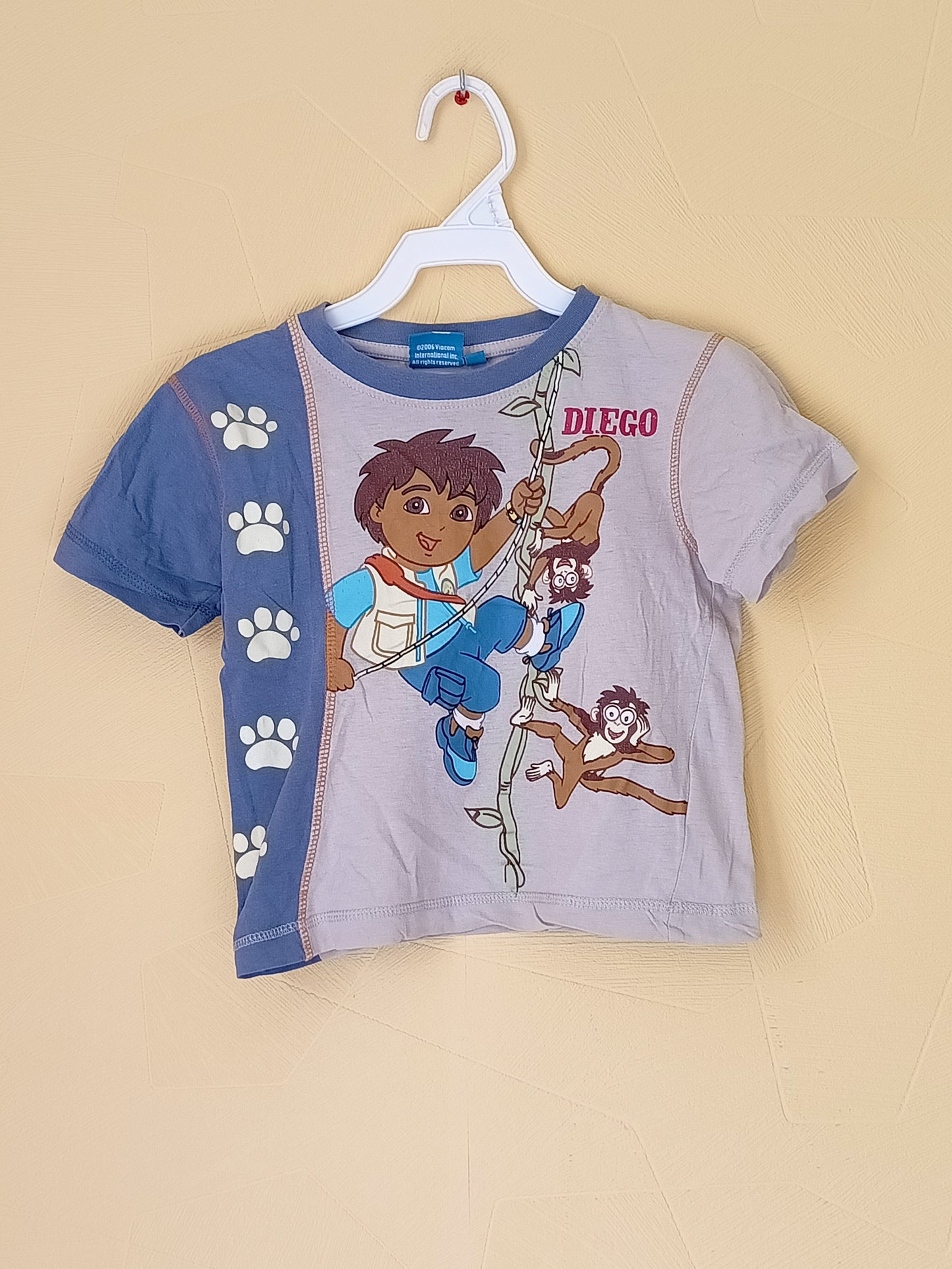 T-shirt Go Diego Go bleu et beige avec impression Taille 3 Ans