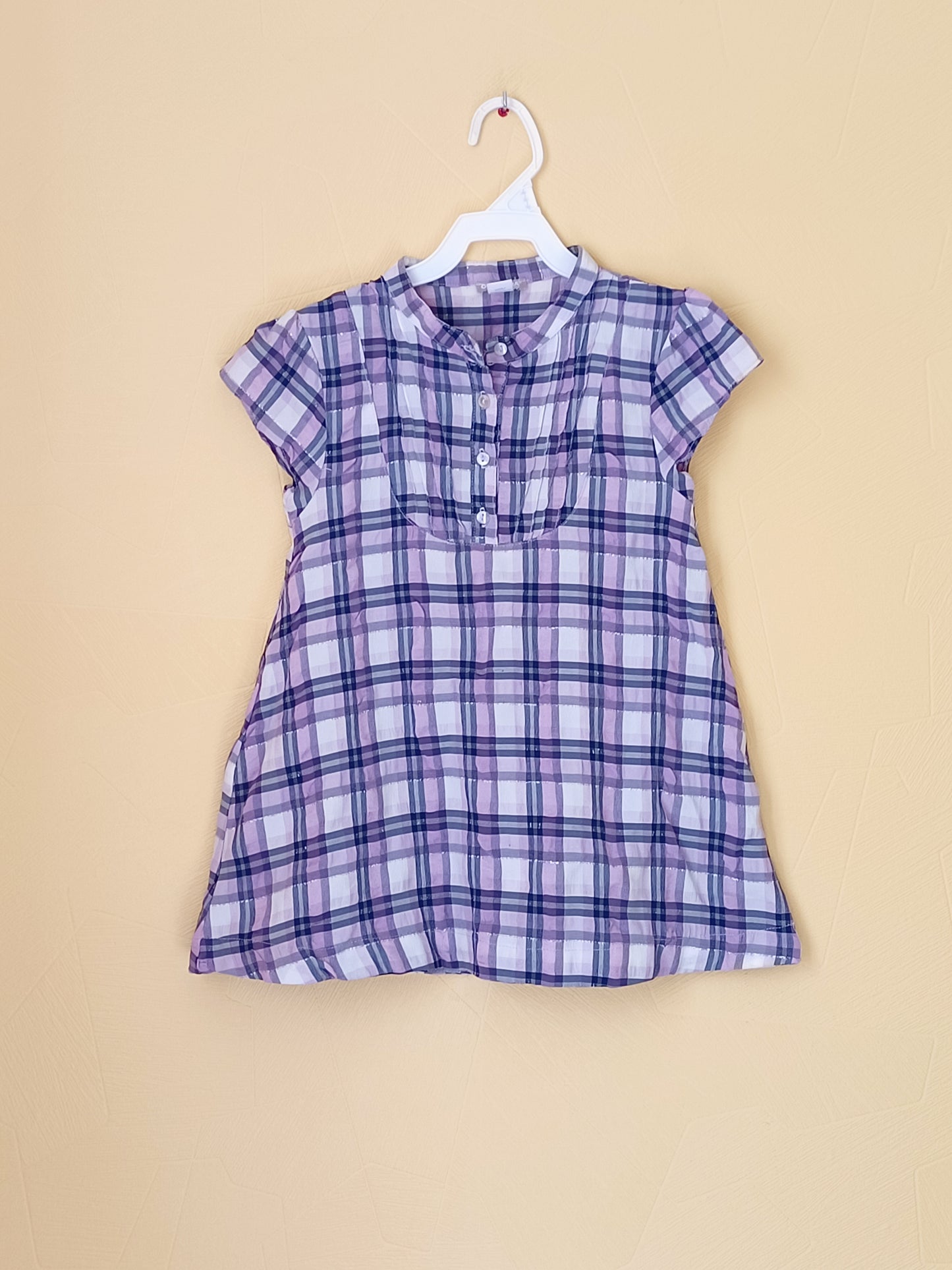 Robe manches courtes Orchestra violette à carreaux Taille 10 Ans