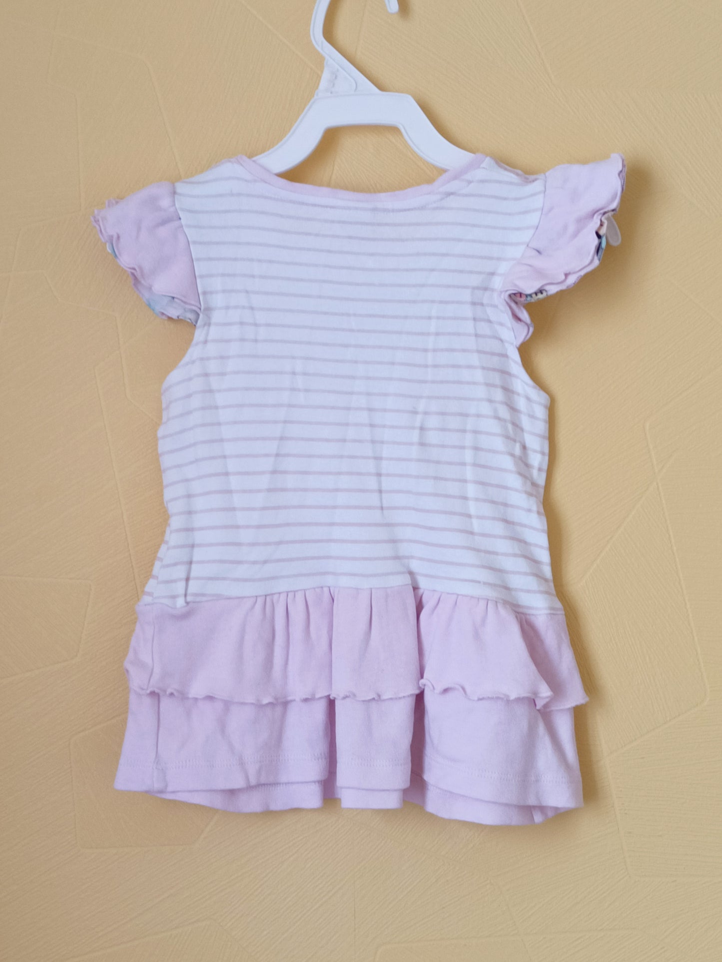 Robe manches courtes Disney "Minnie" rayée rose et blanche Taille 24 Mois