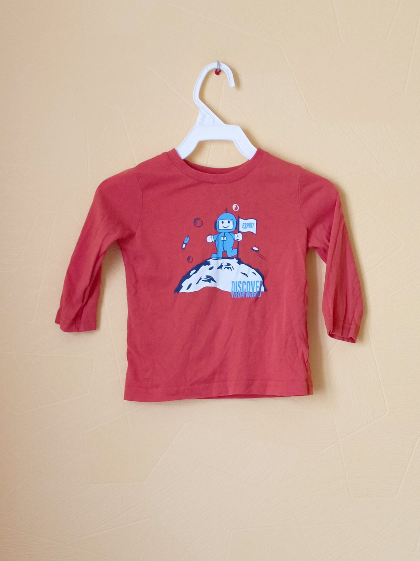 T-shirt manches longues Esprit orange avec impression Taille 18 Mois