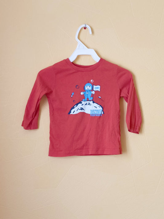 T-shirt manches longues Esprit orange avec impression Taille 18 Mois