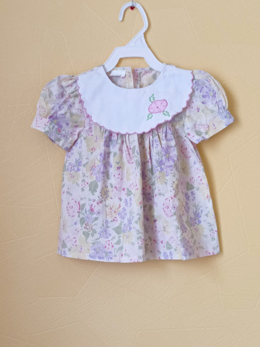 Robe manches courtes fleurie avec col Taille 12 Mois