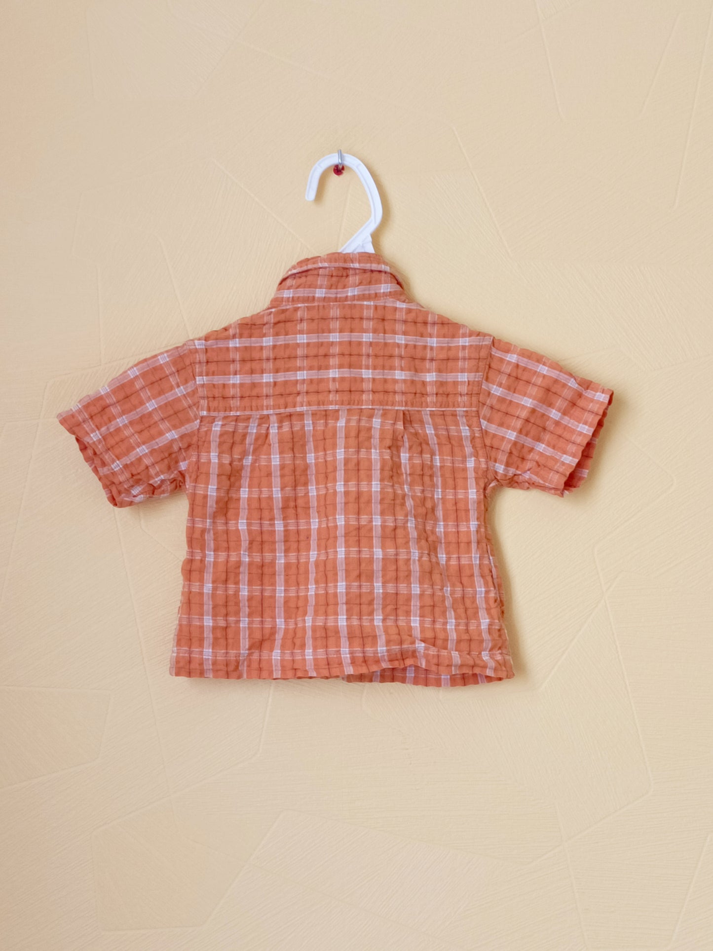 Chemise manches courtes Tricky Tracks orange à carreaux Taille 6 Mois