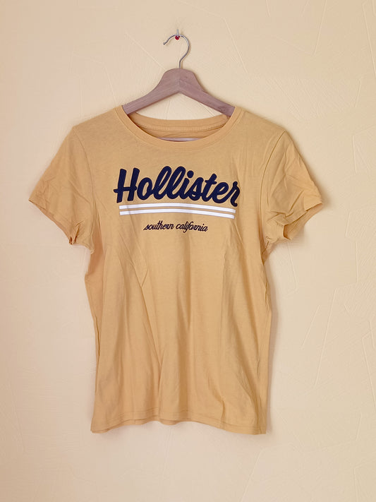 T-shirt Hollister jaune avec broderie Taille M