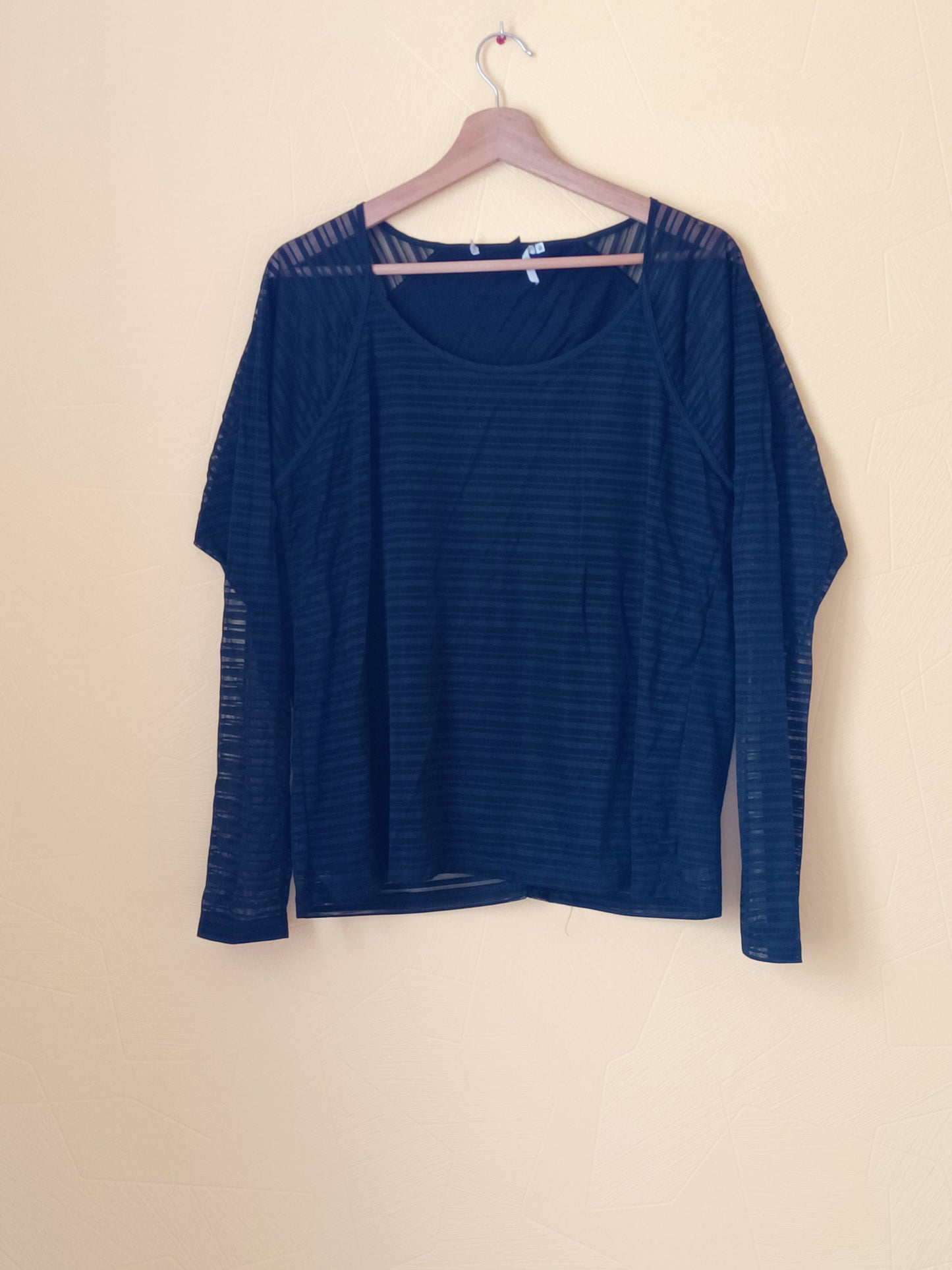 T-shirt manches longues DDP noir manches transparentes Taille XXL