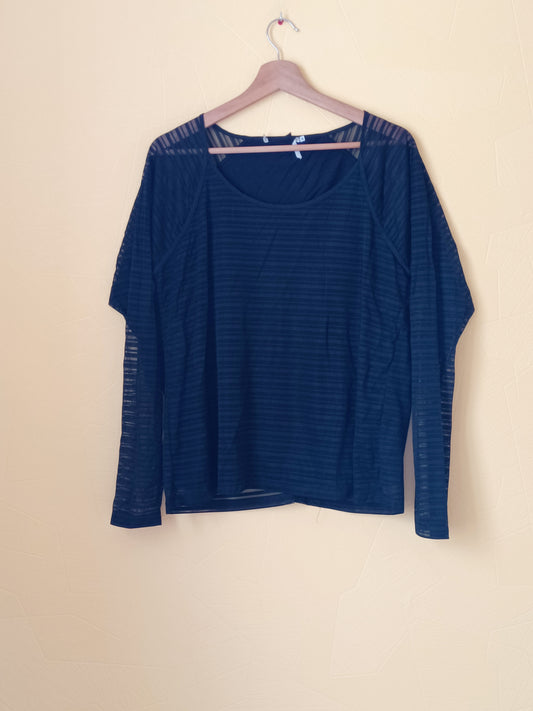 T-shirt manches longues DDP noir manches transparentes Taille XXL