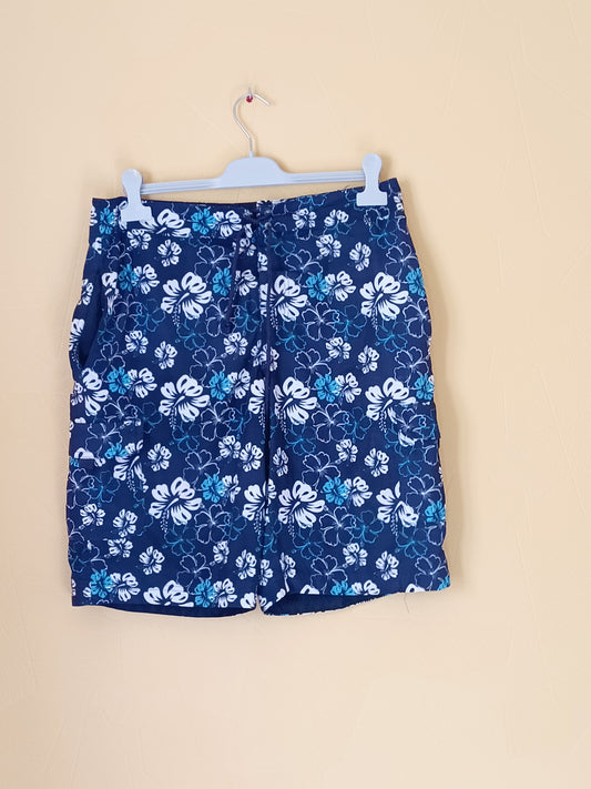 Short de bain Tout Simplement... bleu marine fleuri Taille M
