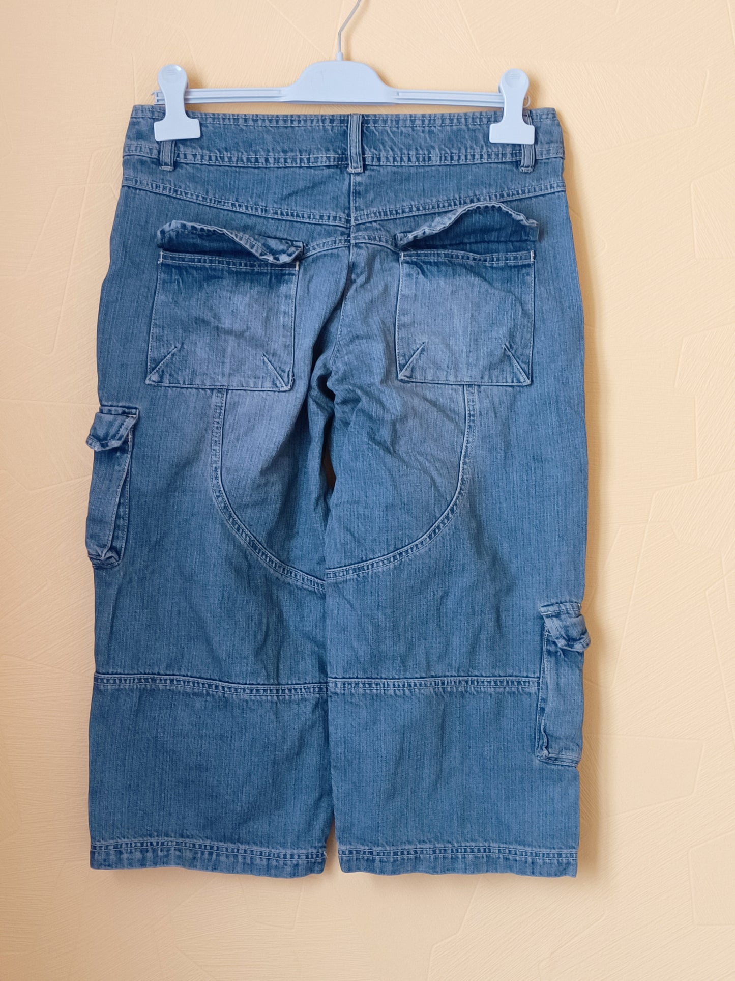 Pantacourt en jeans Vertbaudet bleu délavé Taille 16 Ans