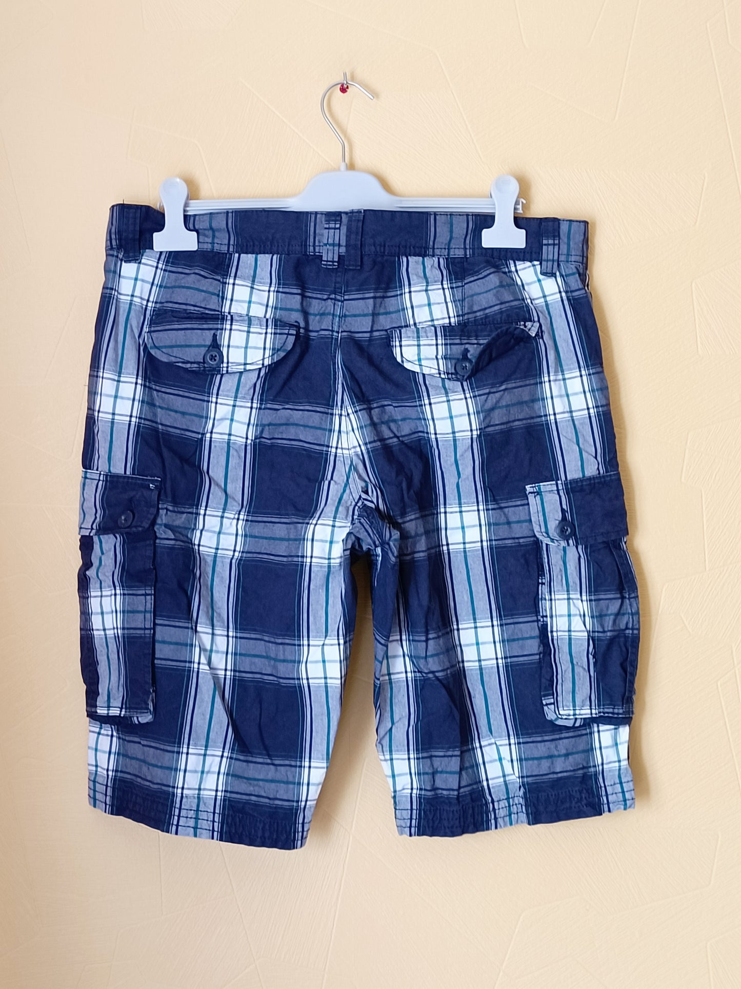 Short long Creeks bleu marine à carreaux Taille 44