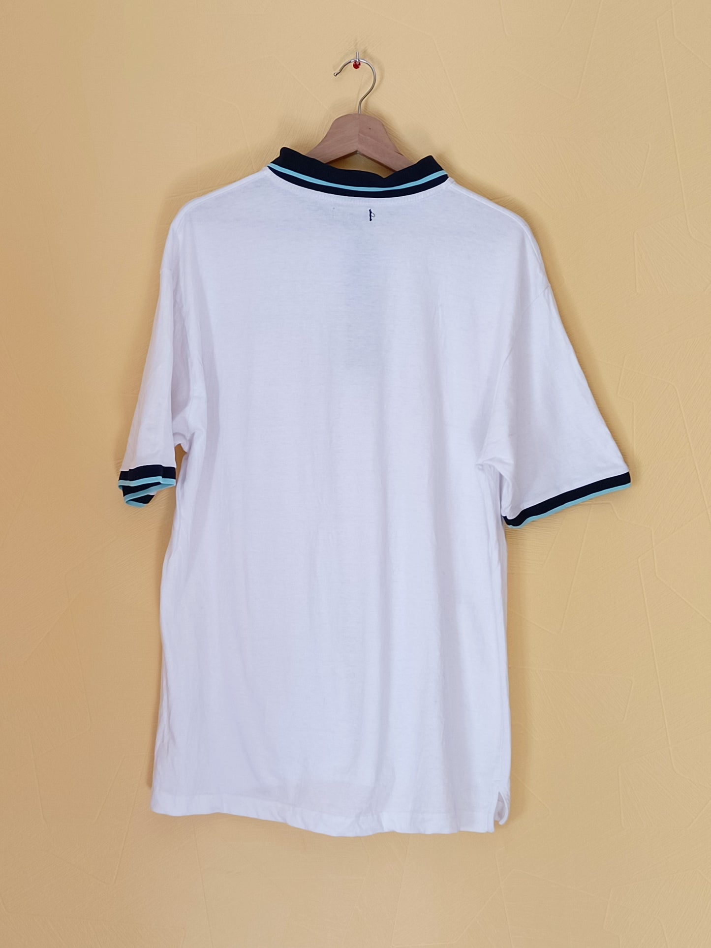 Polo Atlas For Men blanc avec col et manches marine Taille XL