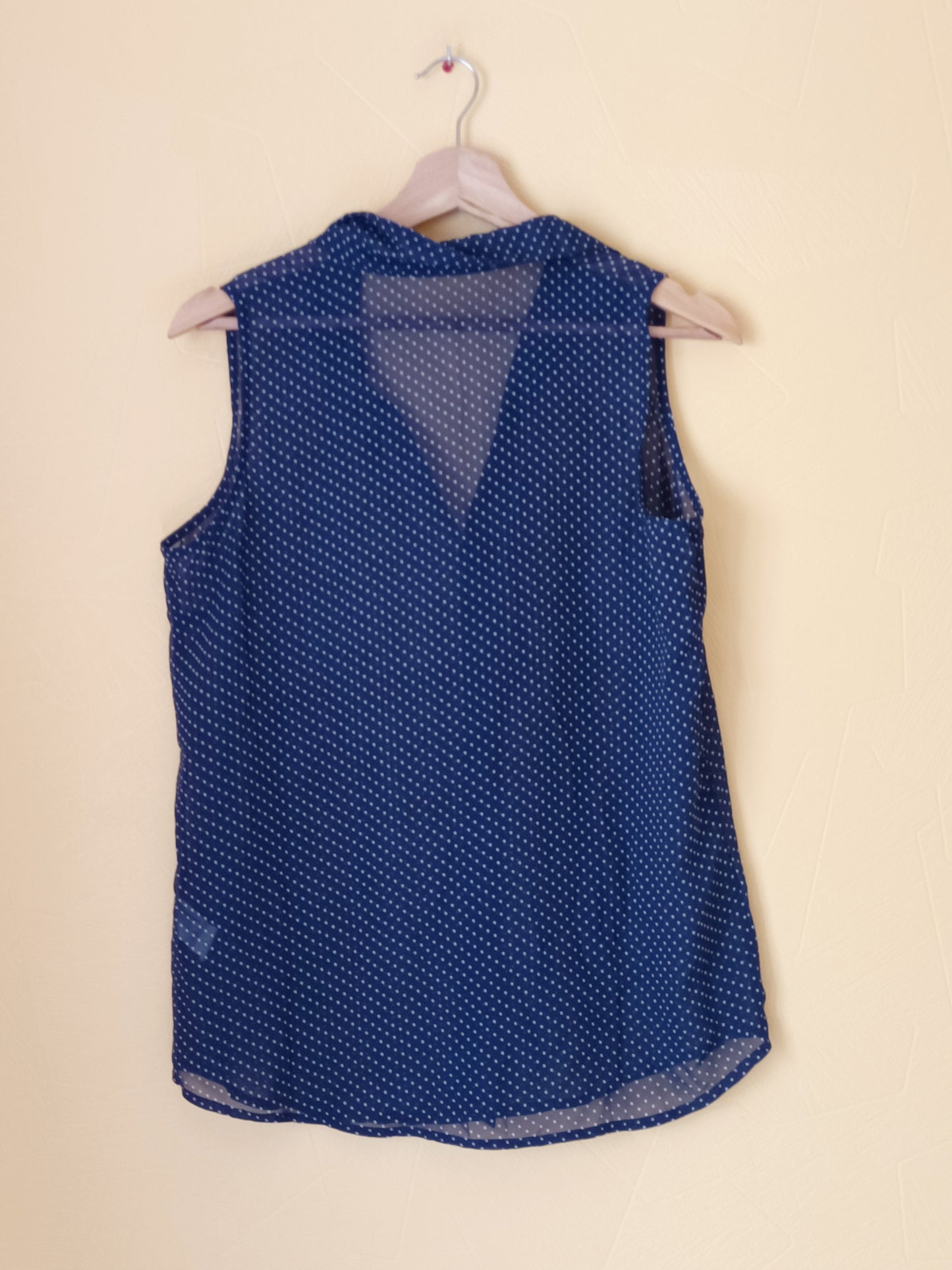 Chemise sans manche Mim bleue marine à pois Taille 38