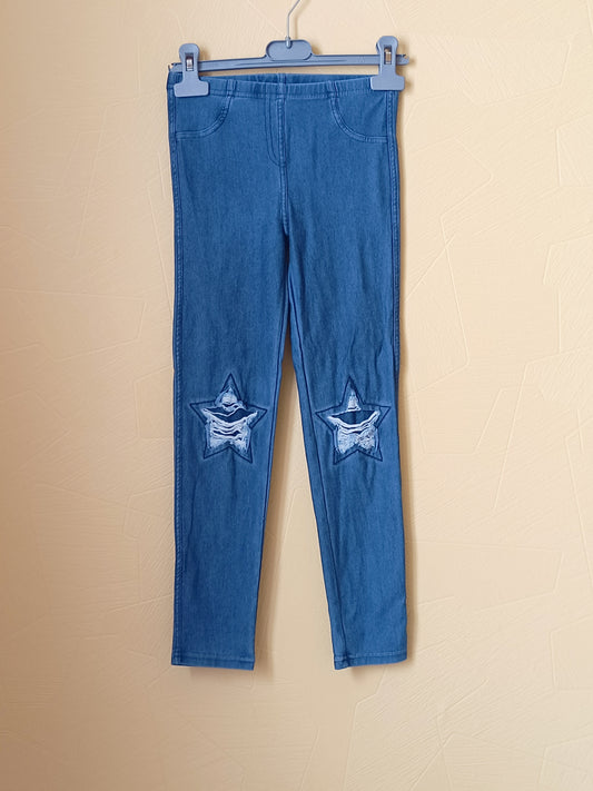 Jegging Calzédonia bleu avec étoiles sur les genoux Taille 7/8 Ans