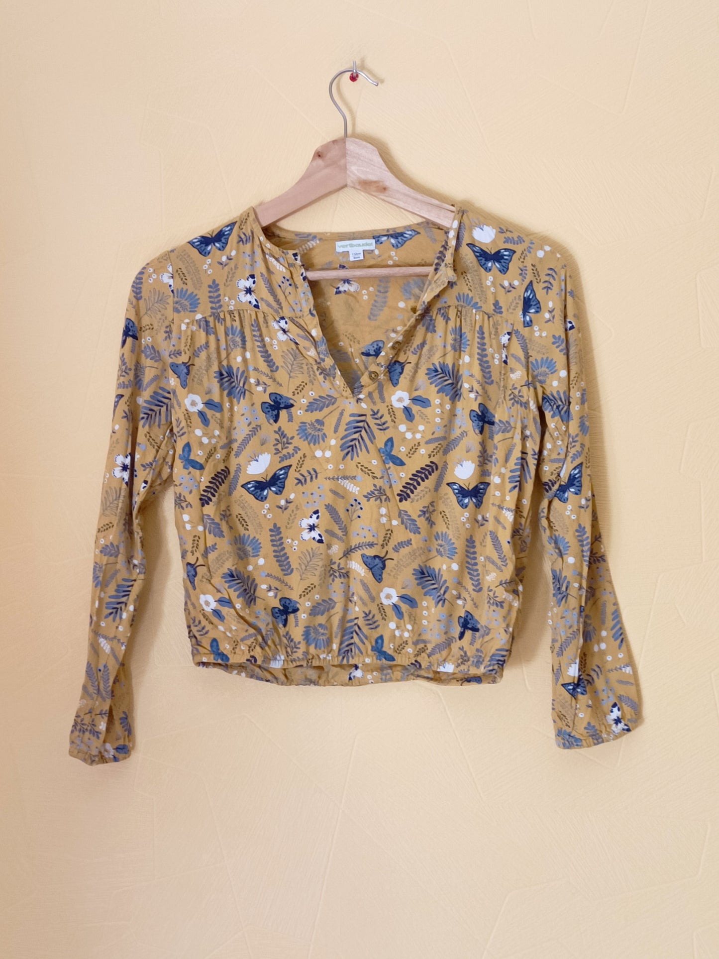 Blouse Vertbaudet moutarde fleurie Taille 9 Ans