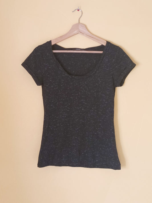 T-shirt Mim noir chiné argenté Taille S