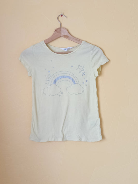 T-shirt H&M jaune avec impression Taille 8/10 Ans