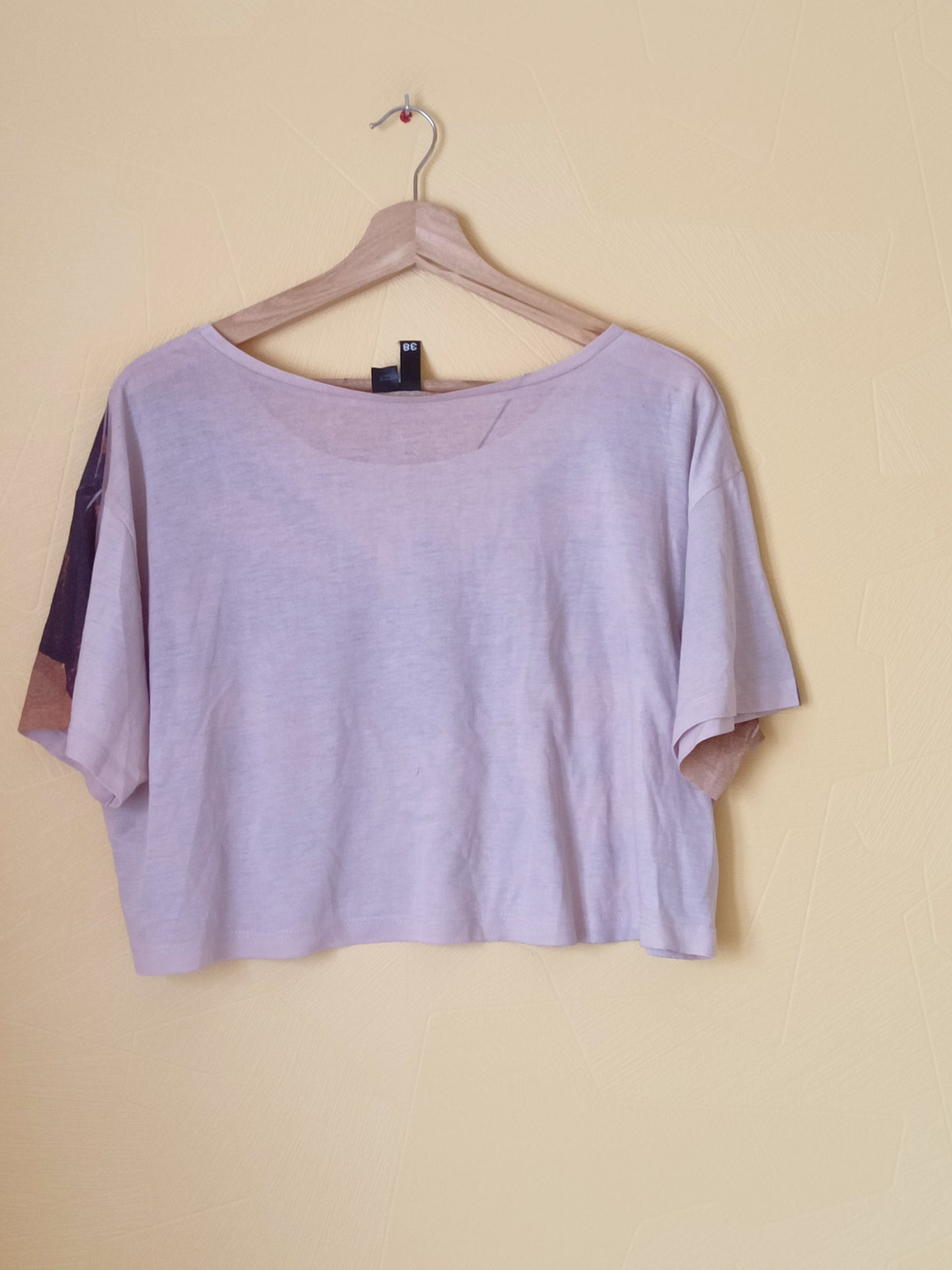 T-shirt court Divided rose et imprimé papillon Taille 38 (oversize)