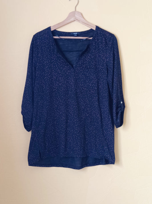 Blouse Kiabi bleue marine à pois rouge Taille L