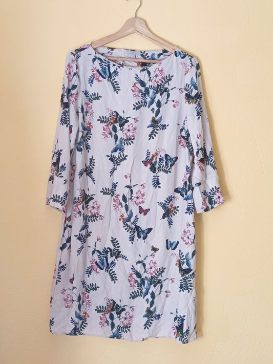 Robe manches 3/4 H&M beige fleurie Taille 42