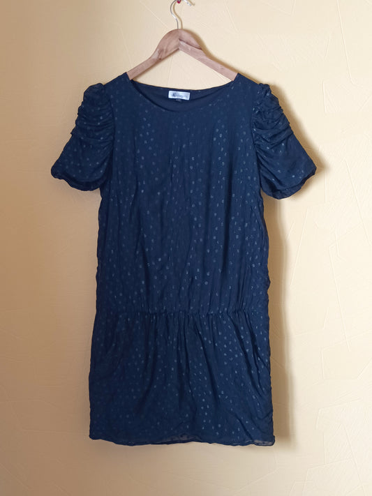 Robe manches courtes Kiabi noire à pois Taille 38