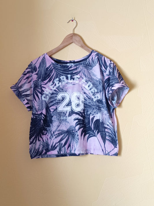 T-shirt court Pimkie rose et gris à motifs Taille M