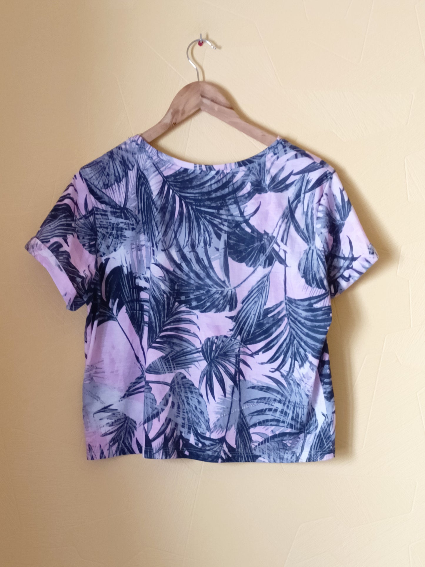 T-shirt court Pimkie rose et gris à motifs Taille M