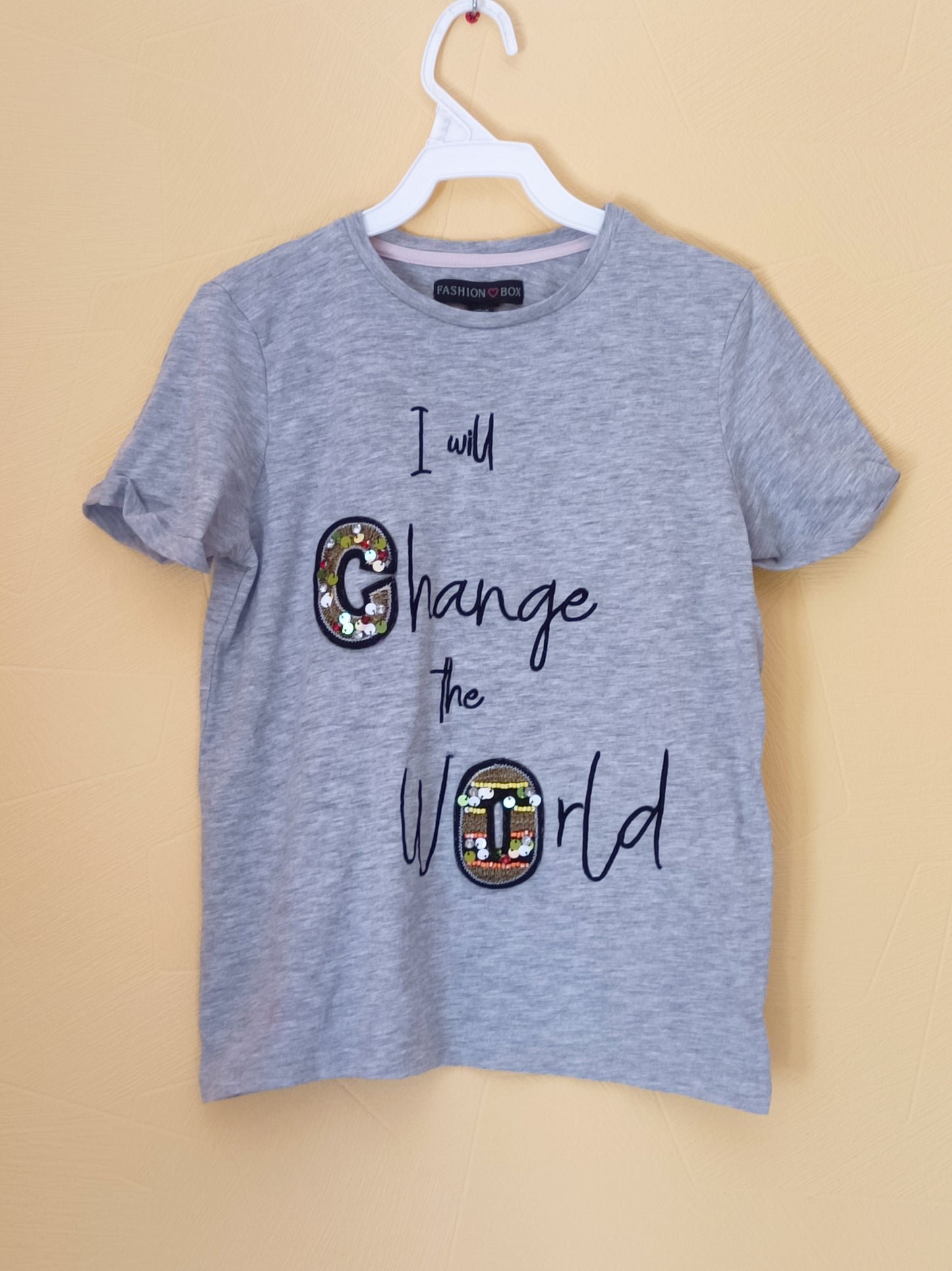 T-shirt Fashion Box gris avec broderie Taille 11/12 Ans