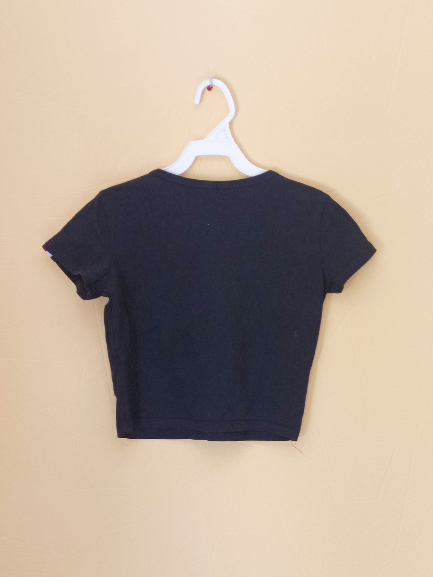 T-shirt court Shein noir avec rayures sur les épaules Taille 11/12 Ans