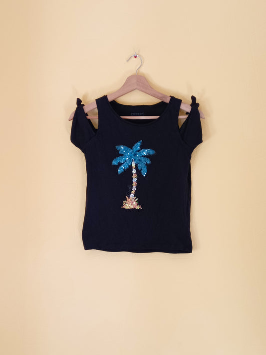 T-shirt Creeks noir avec sequins Taille 10 Ans