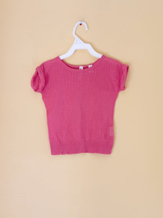 Pull manches courtes ajouré Okaïdi rose Taille 4 Ans