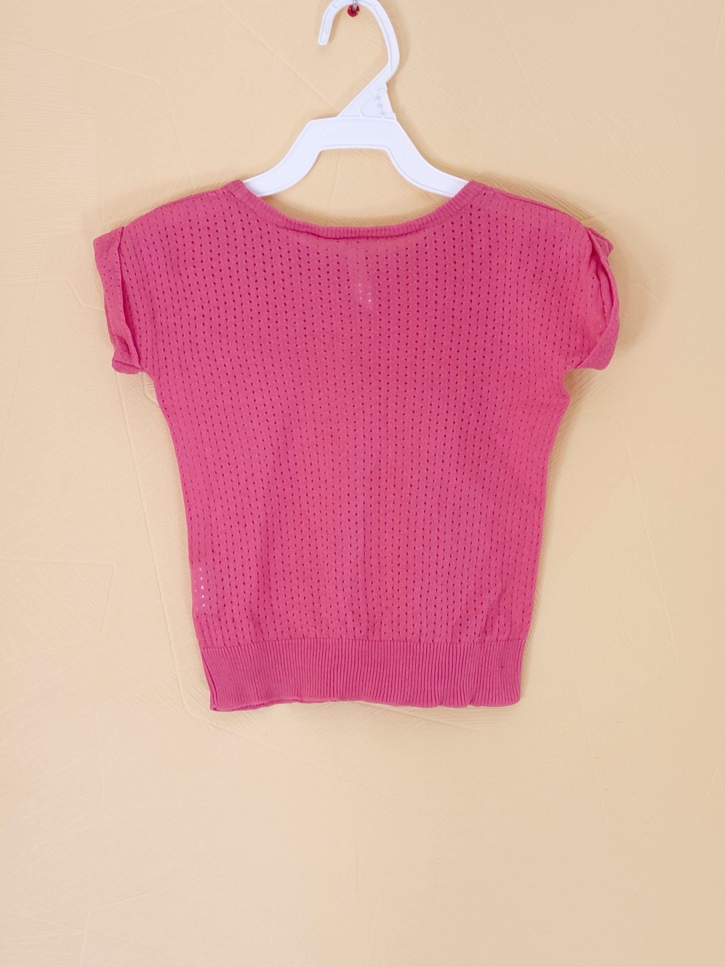 Pull manches courtes ajouré Okaïdi rose Taille 4 Ans