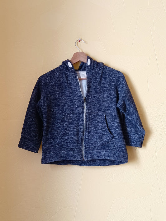 Veste zippée à capuche Zara Girls gris chiné Taille 8 Ans