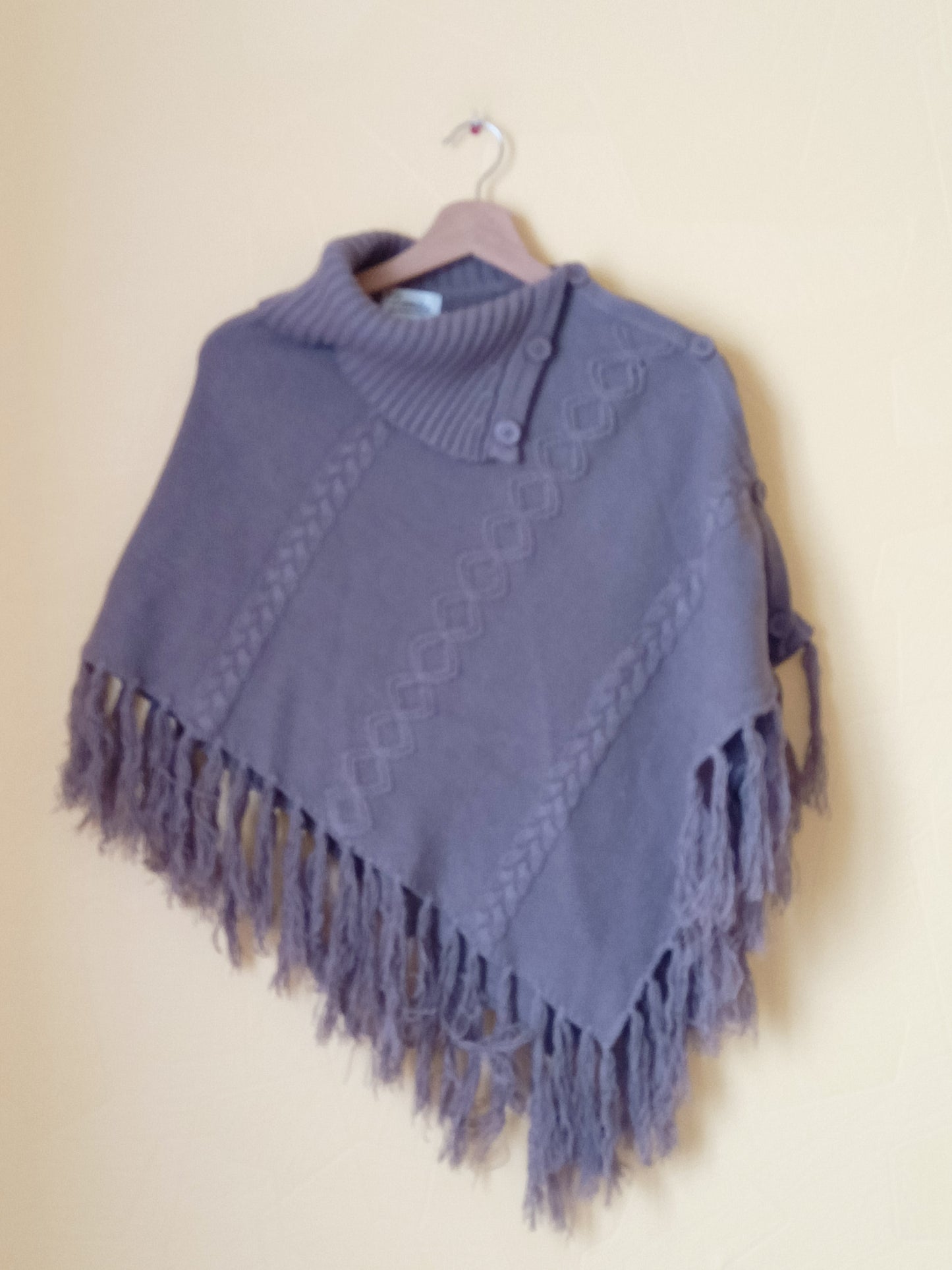 Poncho Zamba taupe Taille Unique