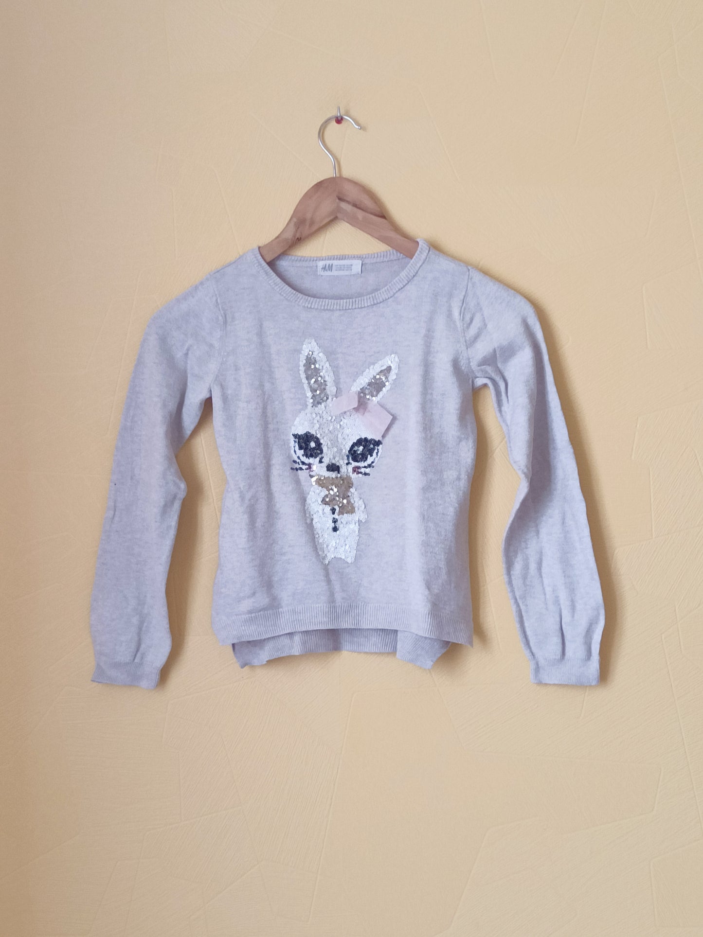 Pull fin H&M beige avec sequins Taille 6/8 Ans