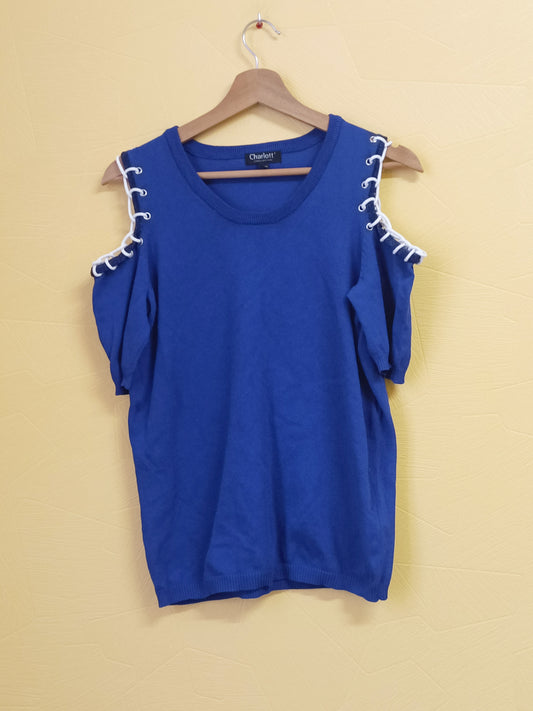 Pull manches courtes Charlott' bleu électrique Taille 38/40