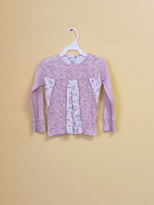 T-shirt manches longues H&M rose fleuri Taille 4/5 Ans