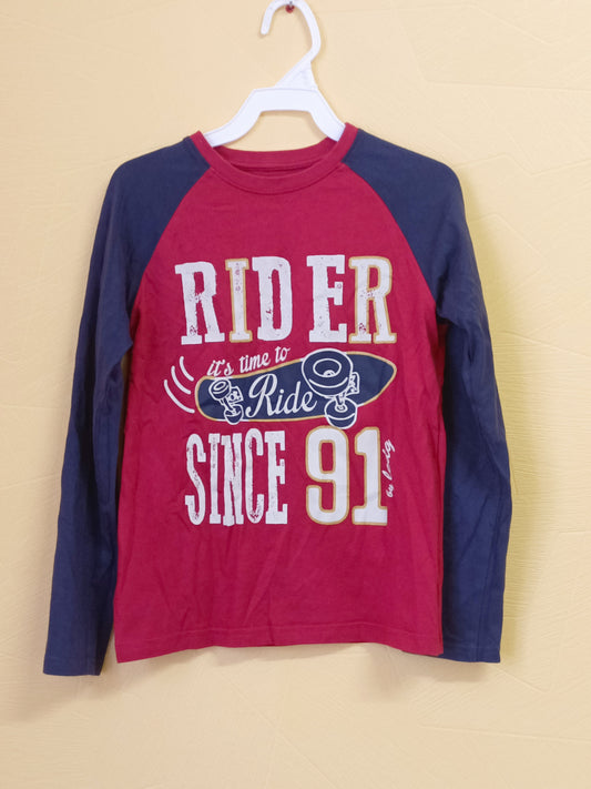 T-shirt manches longues LCDP gris et rouge avec impression Taille 10 Ans