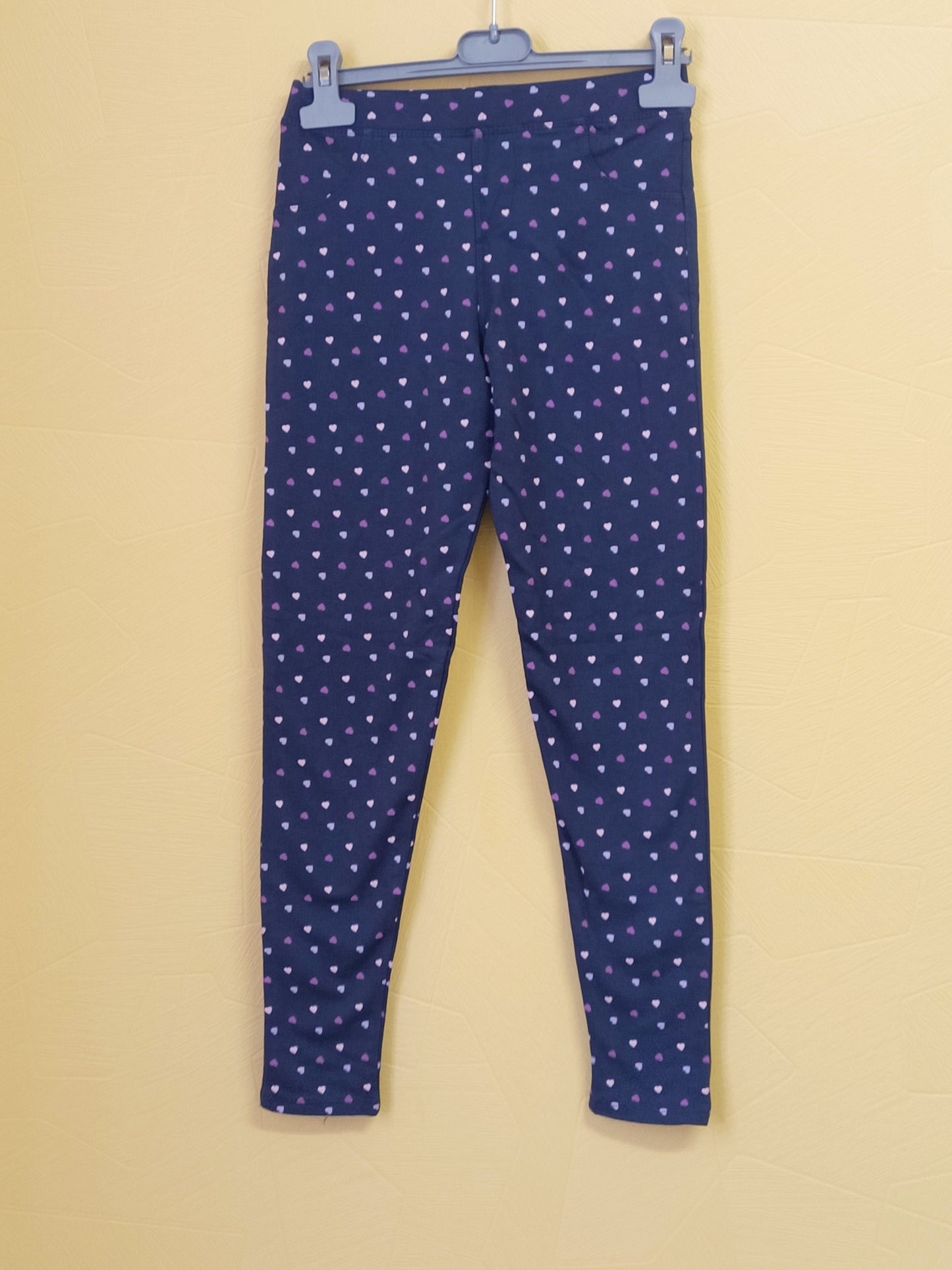 Jegging Lili Marelle bleu marine avec motifs cœurs Taille 12 Ans