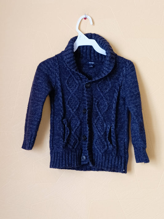 Gilet en mailles Kiabi bleu marine chiné Taille 4 Ans