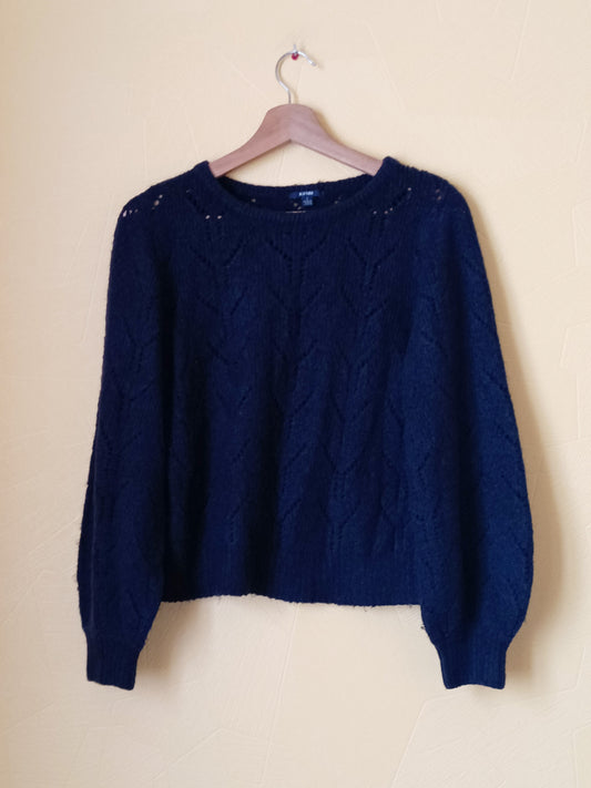 Pull mailles ajourées Kiabi bleu marine Taille S