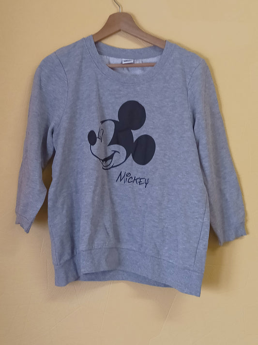 Sweat Mickey Mouse manches 3/4 gris avec impression Taille L